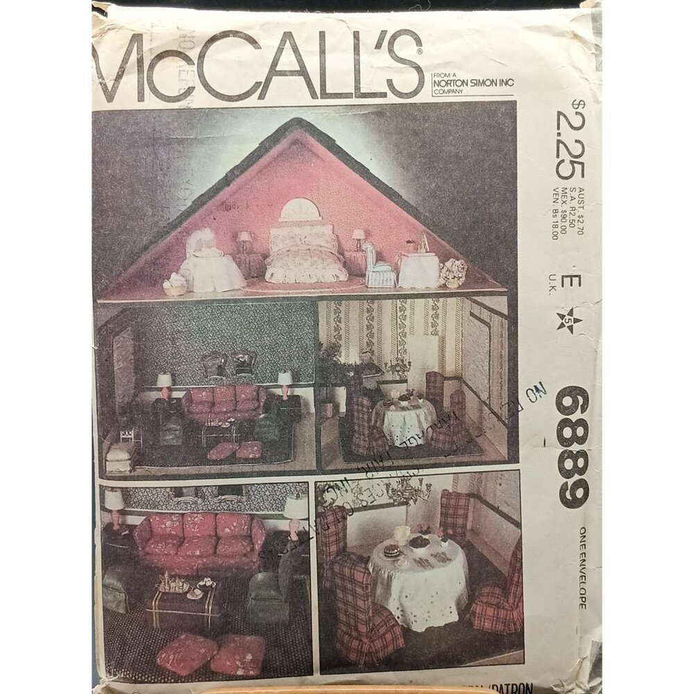 Vintage Sewing PATTERN Craft McCalls 6889, Doll House Package 1979 Miniature
